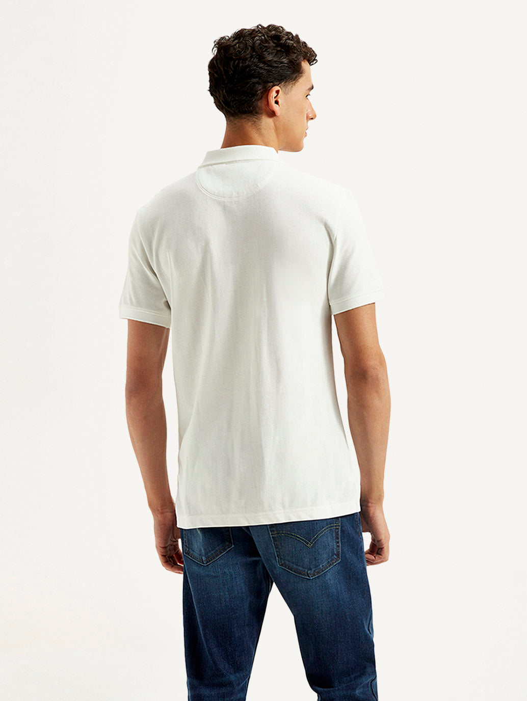 Men's Brand Logo Slim Fit Polo T-shirt - Back View