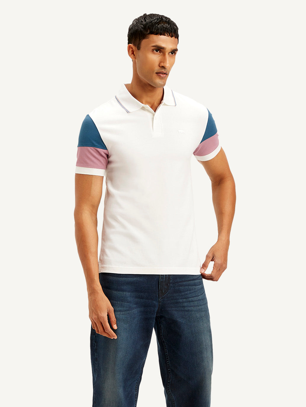 Men's Colorblock Slim Fit Polo T-shirt - Front View