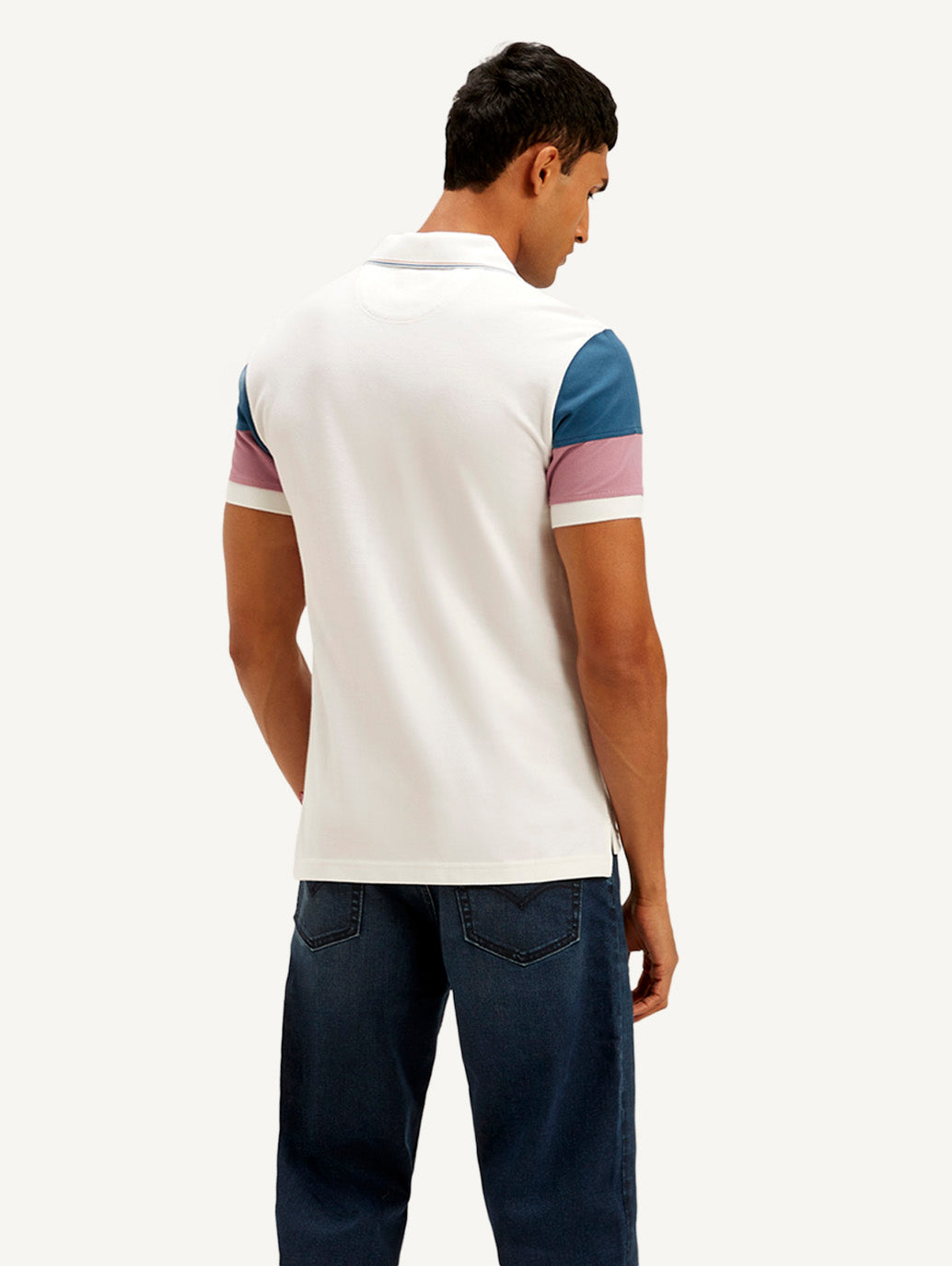 Men's Colorblock Slim Fit Polo T-shirt - Back View