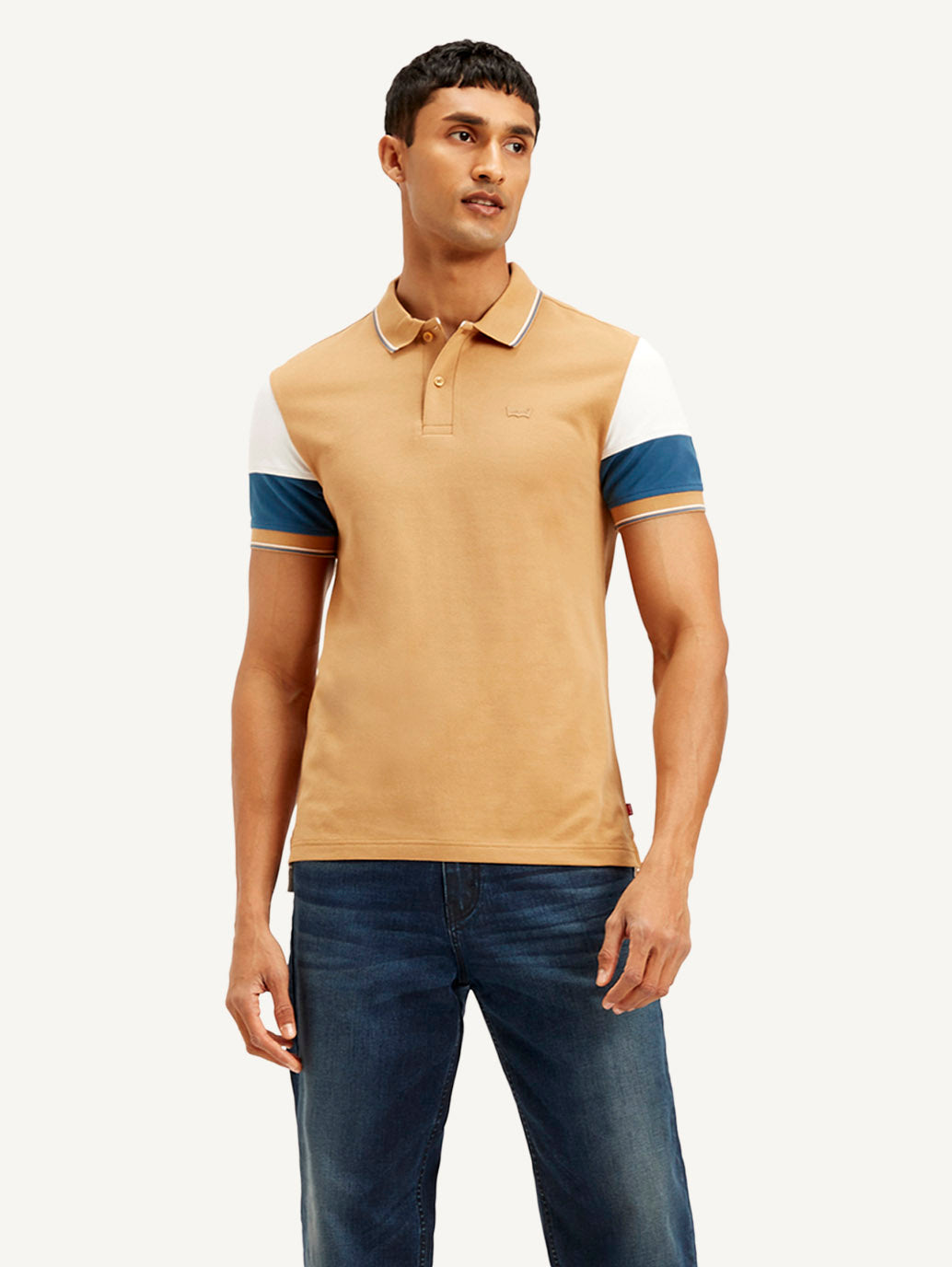 Men's Colorblock Slim Fit Polo T-shirt - Front View
