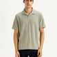 Men's Textured Khaki Slim Fit Polo T-shirt - Front View