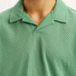 Men's Textured Green Slim Fit Polo T-shirt - Detail View