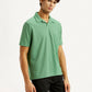 Men's Textured Green Slim Fit Polo T-shirt - Side View