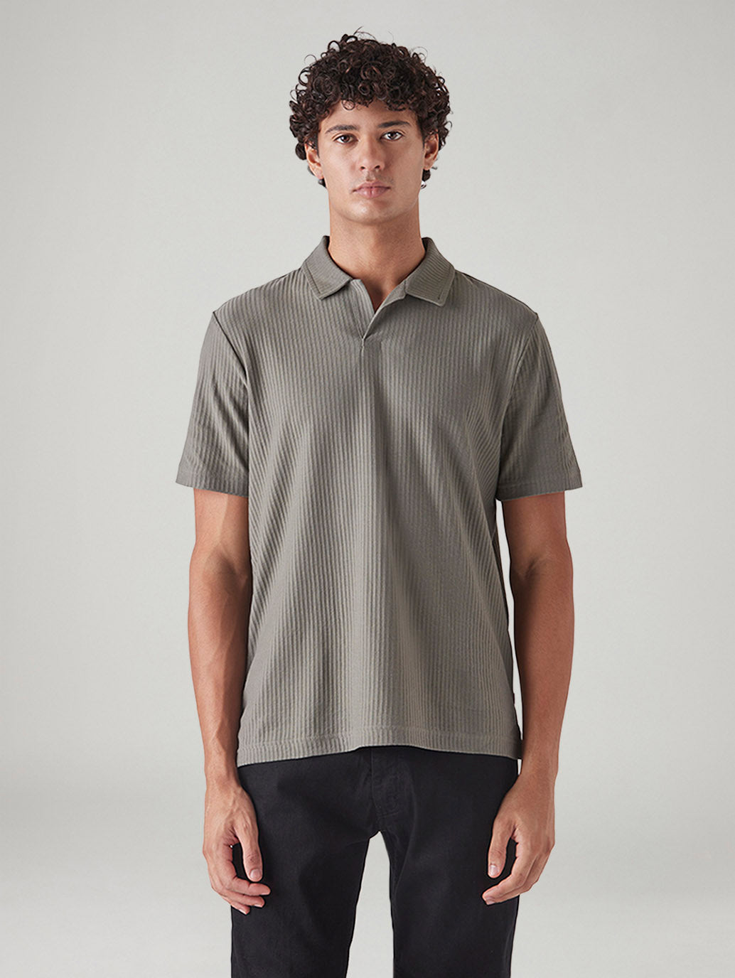 Men's Regular Fit Resort Collar Polo T-Shirt - Front View