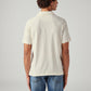 Men's Textured Cream Collar Neck Textured Polo T-shirt - Back View