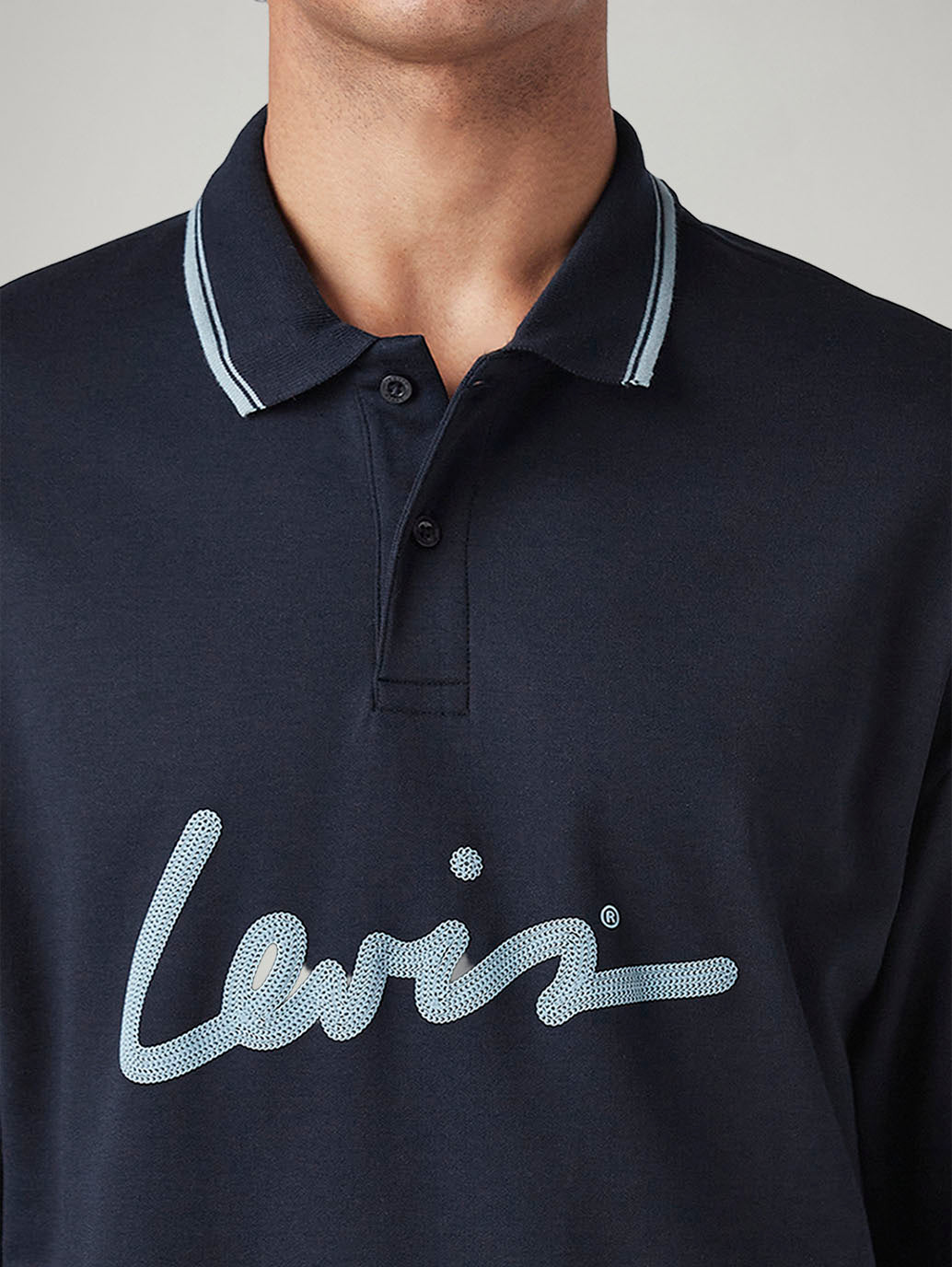 Men's Brand Logo Loose Fit Interlock Polo T-shirt - detail View