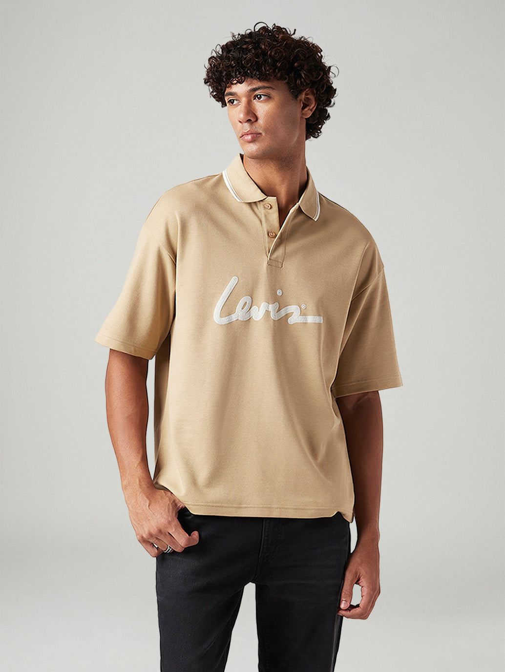 Men's Brand Logo Loose Fit Polo T-shirt - 294a9907-3629-4abf-8681-5b986d57e113 View