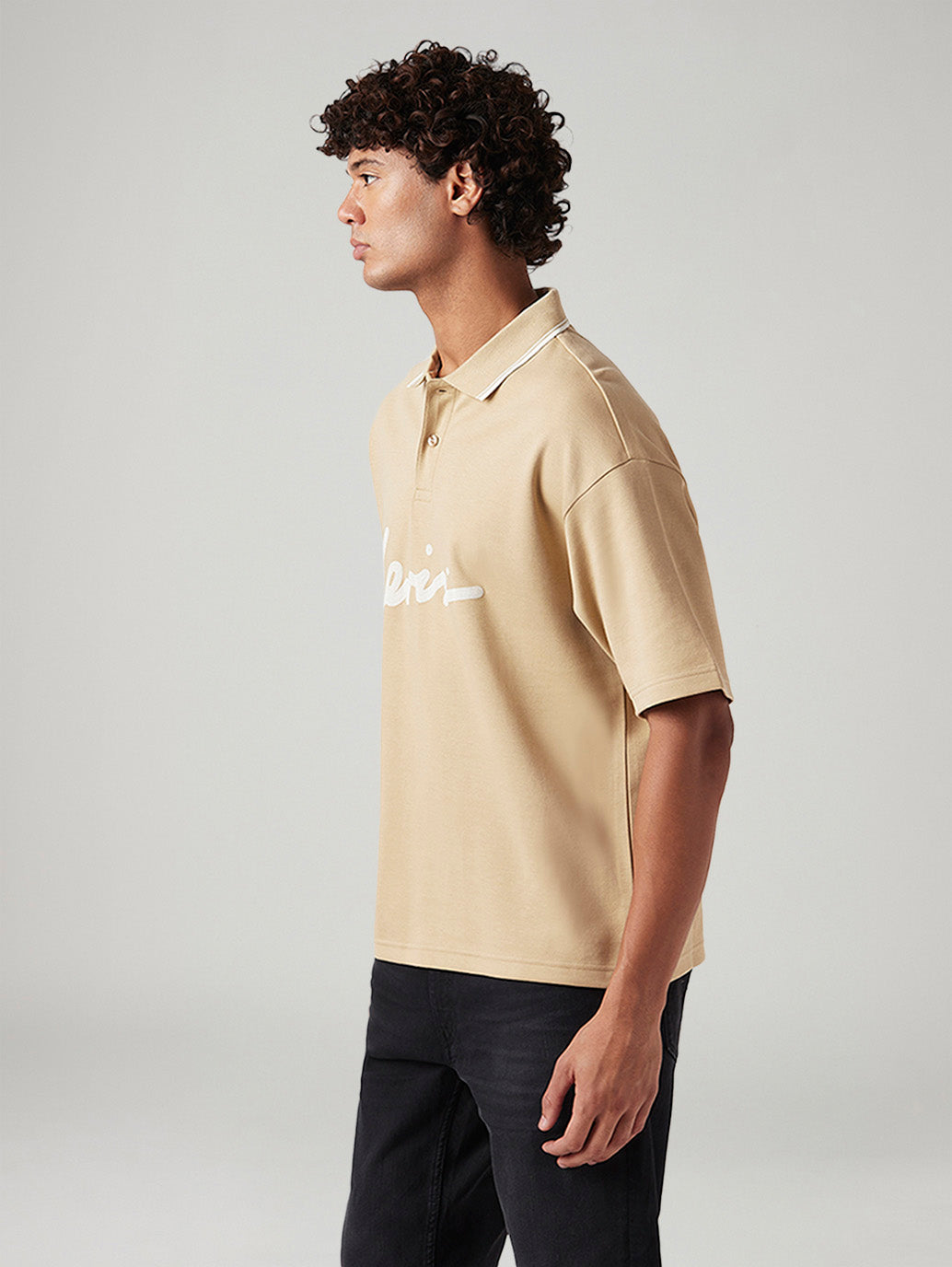 Men's Brand Logo Loose Fit Polo T-shirt - 4b3cb0d6-b0a7-46a9-b7c7-b04fa821b390 View