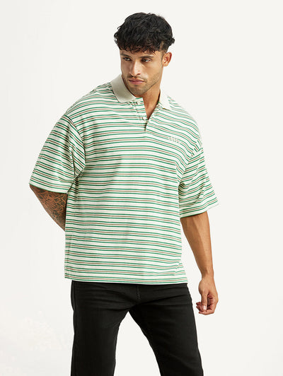 levi's Men's Striped Light Green Loose Fit Polo T-shirt-picture-11