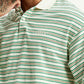 Men's Striped Light Green Loose Fit Polo T-shirt - Detail View