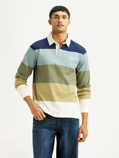 Men's Striped Multicolor Polo T-shirt-image-1