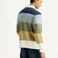 Men's Striped Multicolor Polo T-shirt - Back View
