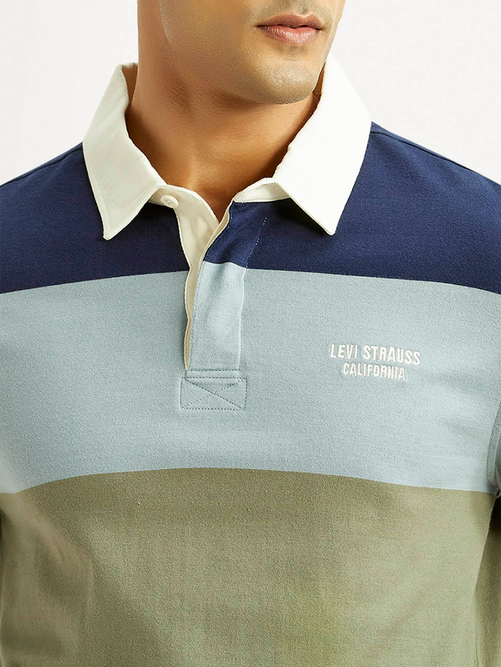 Men's Striped Multicolor Polo T-shirt - Detail View