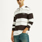 Men's Striped White Polo T-shirt - Styleshot View