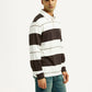 Men's Striped White Polo T-shirt - Side View