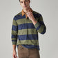 Men's Striped Loose Fit Jersey Polo T shirt - Styleshot View