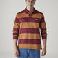 Men's Striped Loose Fit Jersey Polo T-shirt - Front View