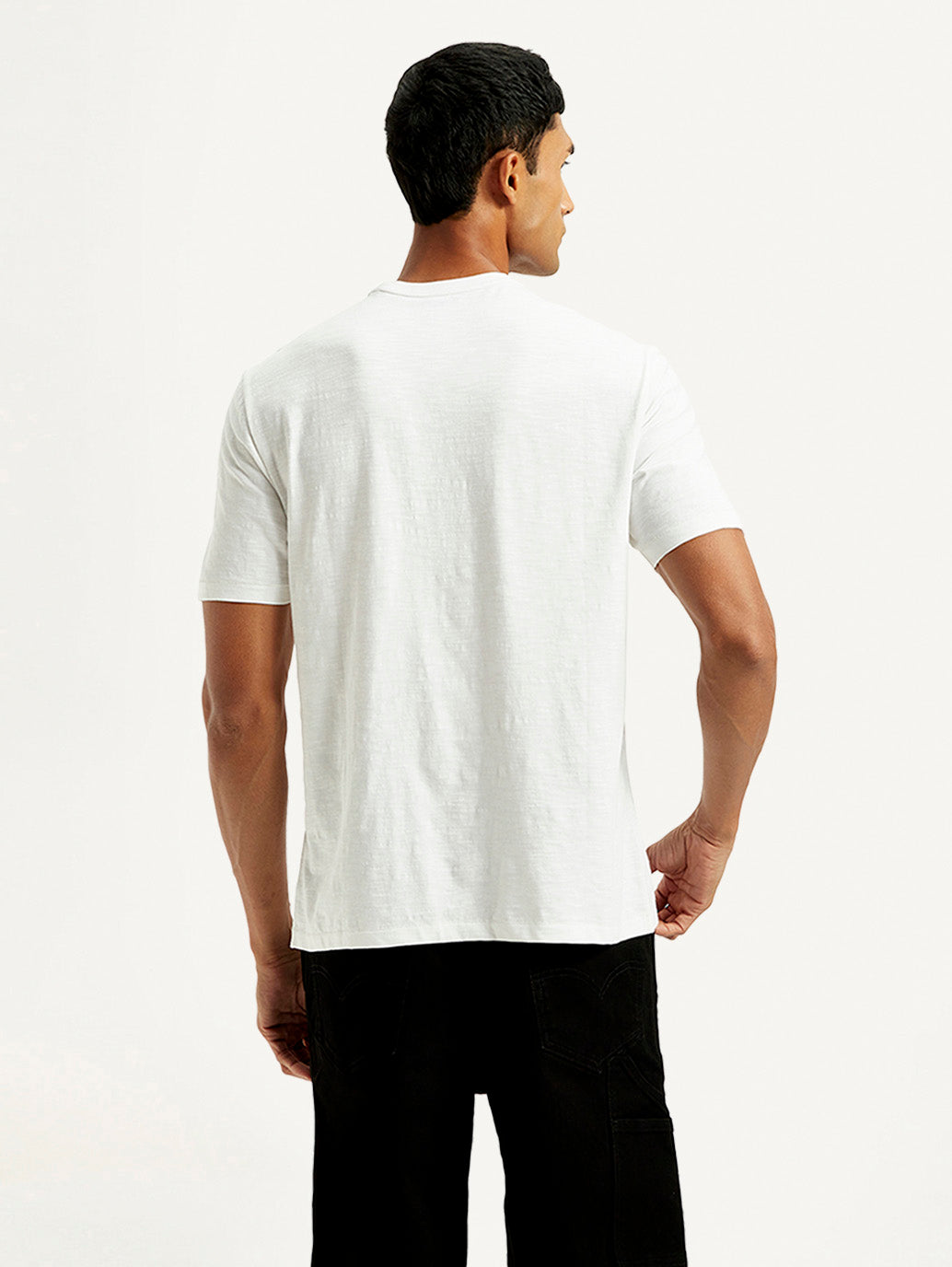 Men's Solid Crew Neck T-shirt - Back View
