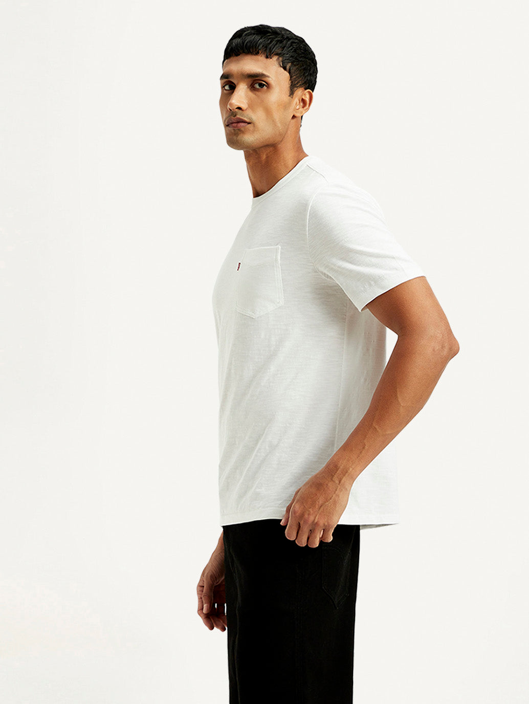 Men's Solid Crew Neck T-shirt - Side View