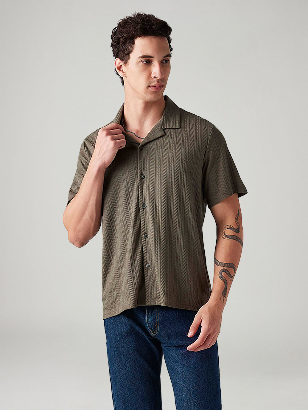 Men's Textured Relaxed Fit Shirt