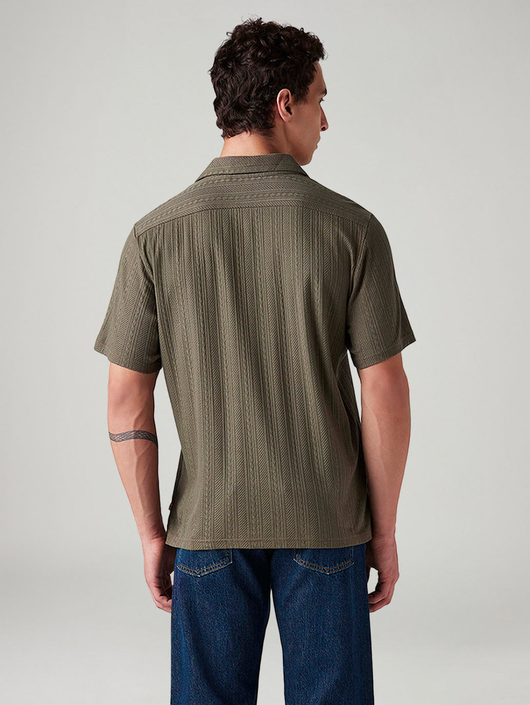 Men's Textured Relaxed Fit Shirt - Back View