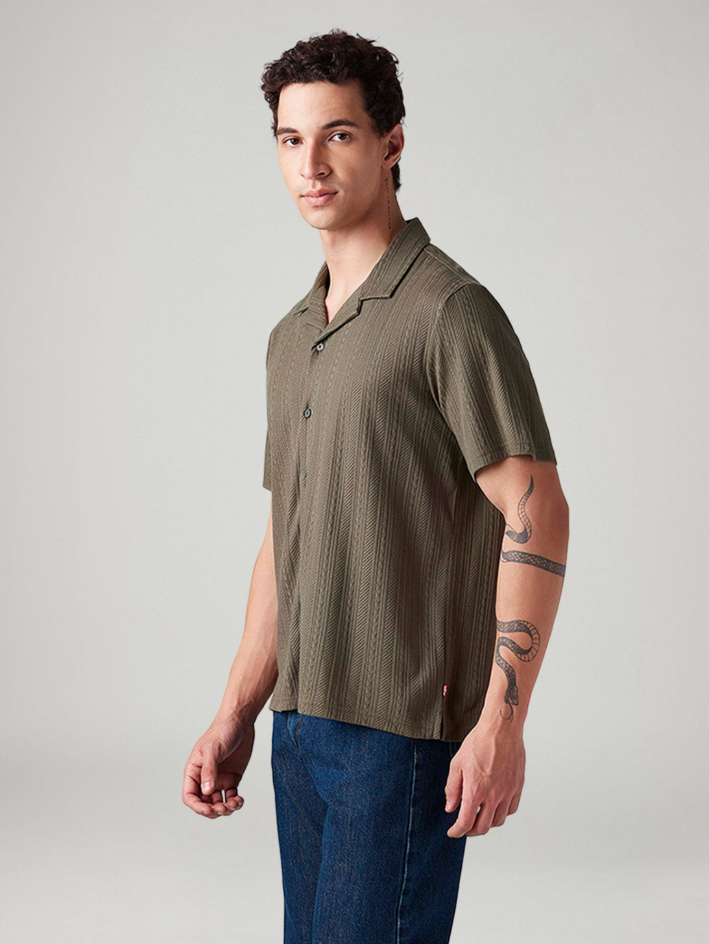 Men's Textured Relaxed Fit Shirt - Side View