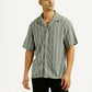 Men's Striped Olive Relaxed Fit Camp Shirt - Styleshot View