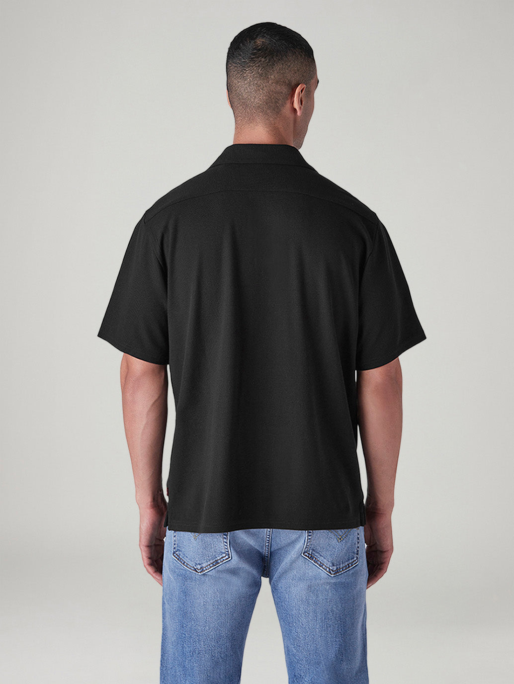 Men's Solid Relaxed Fit Resort Collar Shirt - Back View