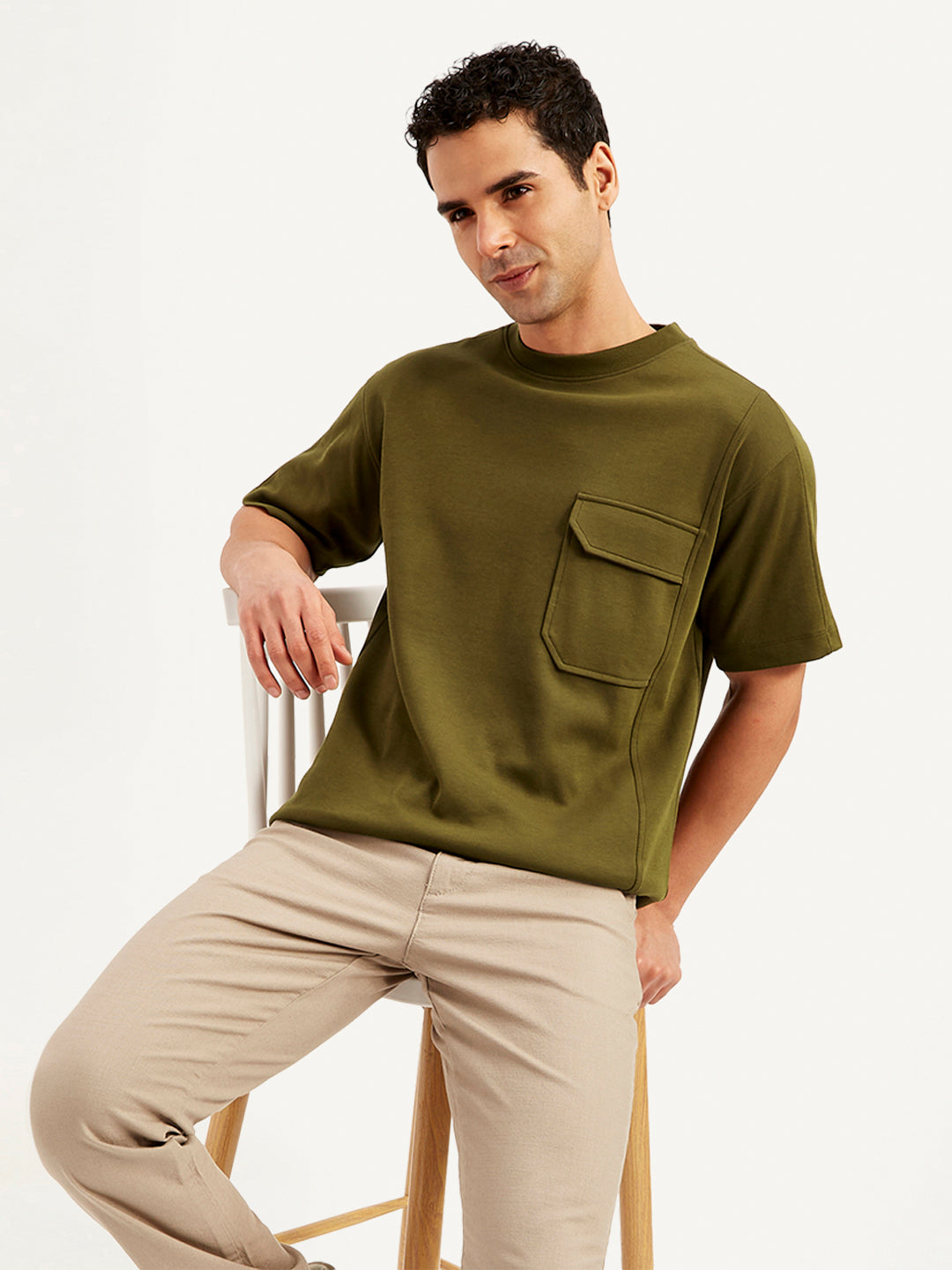 Men's Solid Crew Neck Utility T-Shirt