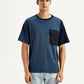 Men's Colorblock Blue Crew Neck T-shirt - Front View