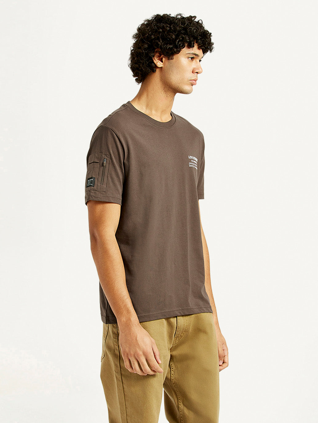 Men's Solid Crew Neck T-shirt - Side View