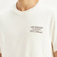 Men's Graphic Print Cream Crew Neck T-shirt - Detail View