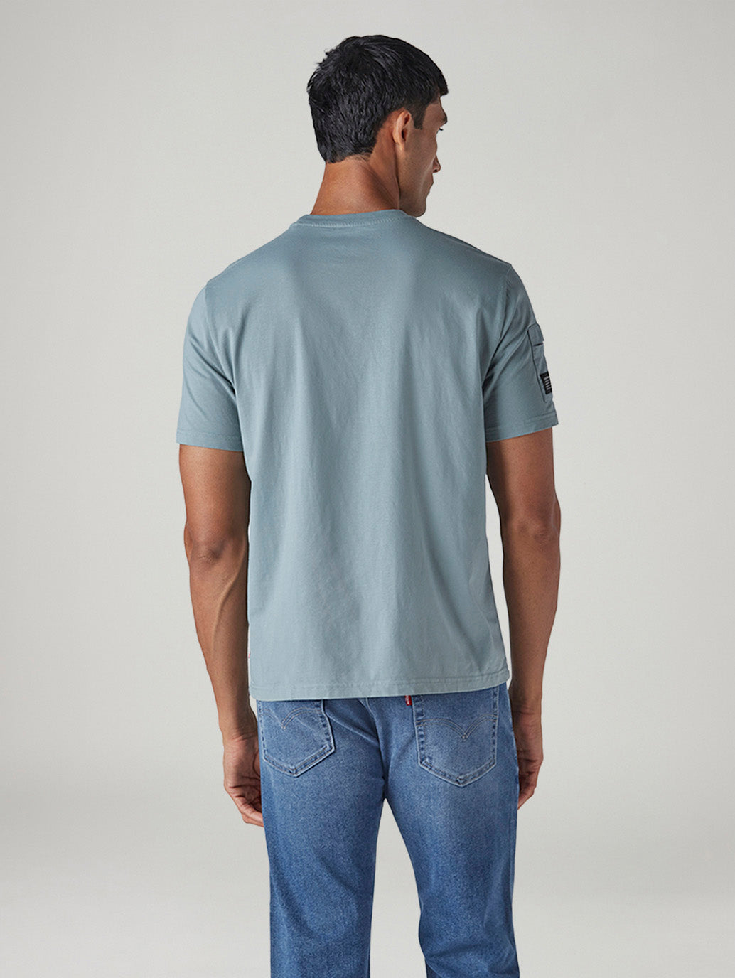 Men's Solid Regular Fit Jersey T-Shirt - Back View