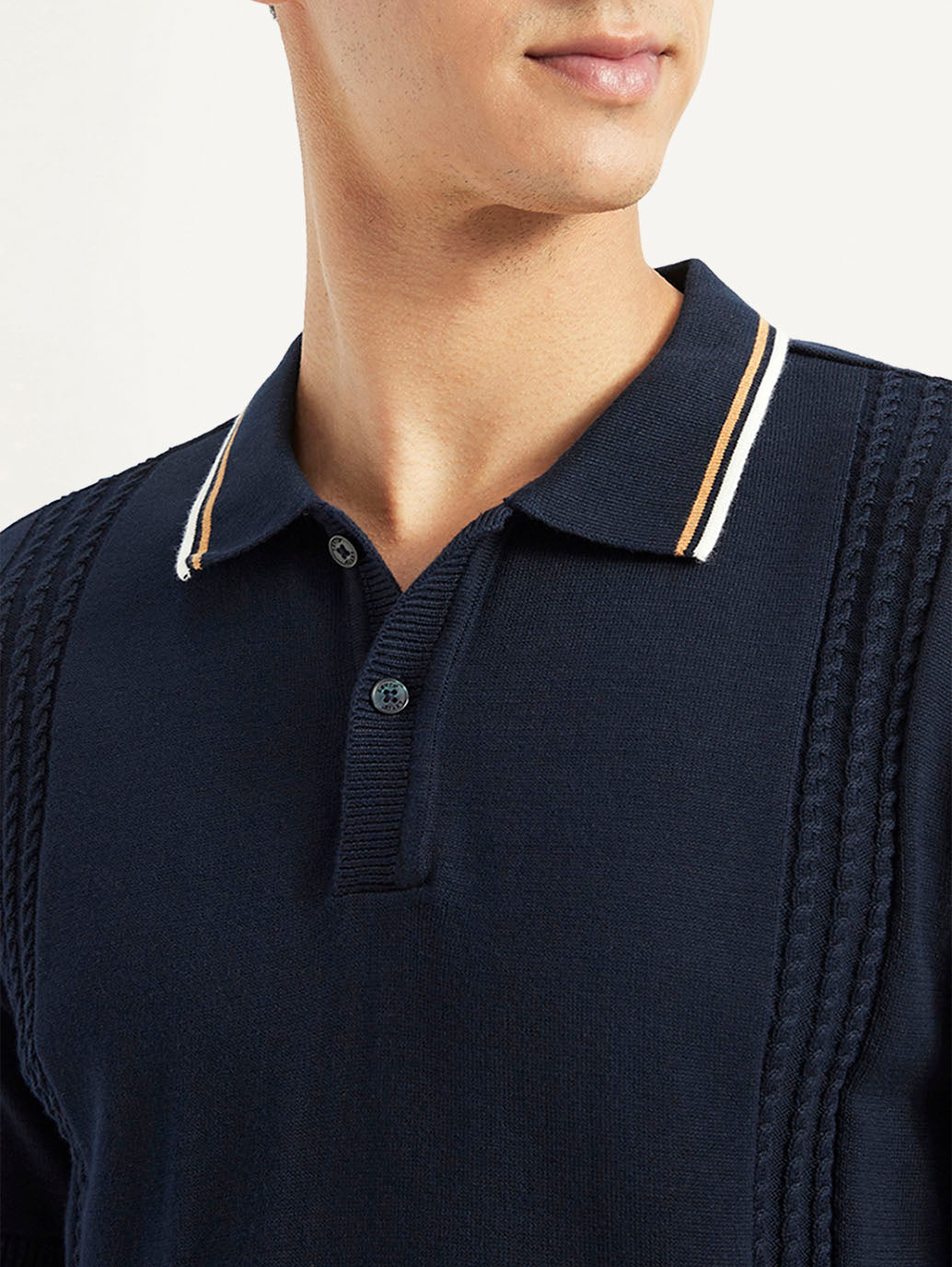 Men's Striped Slim Fit Polo T-Shirt - Detail View
