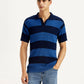 Men's Striped Blue Slim Fit Polo T-shirt - Styleshot View