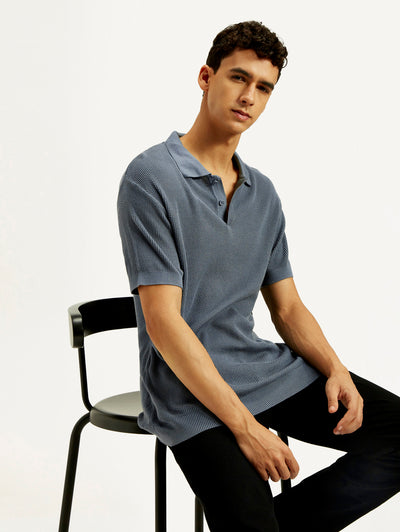 Men's Redloop Textured Slim Fit Polo T-Shirt-image-14