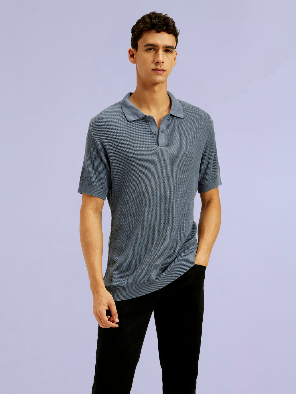 Men's Redloop Textured Slim Fit Polo T-Shirt - 00e94f75-b4c9-4794-a1a8-b246aabb7086 View