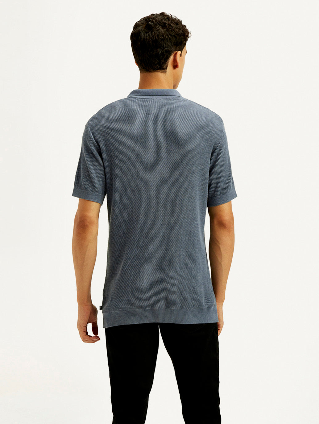 Men's Redloop Textured Slim Fit Polo T-Shirt - Back View