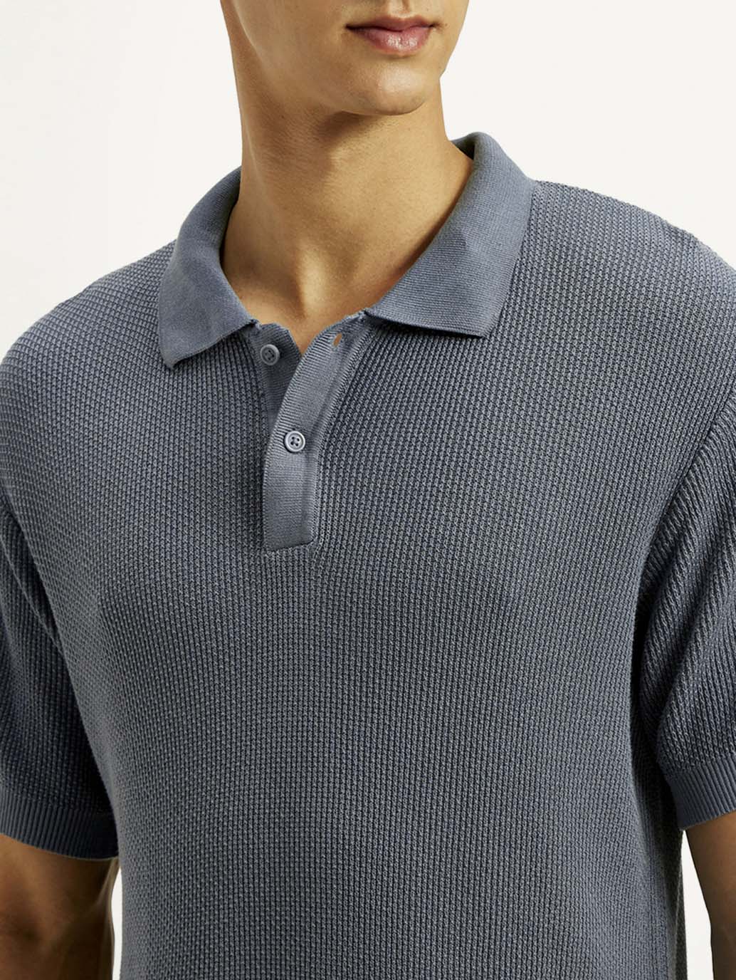 Men's Redloop Textured Slim Fit Polo T-Shirt - Detail View