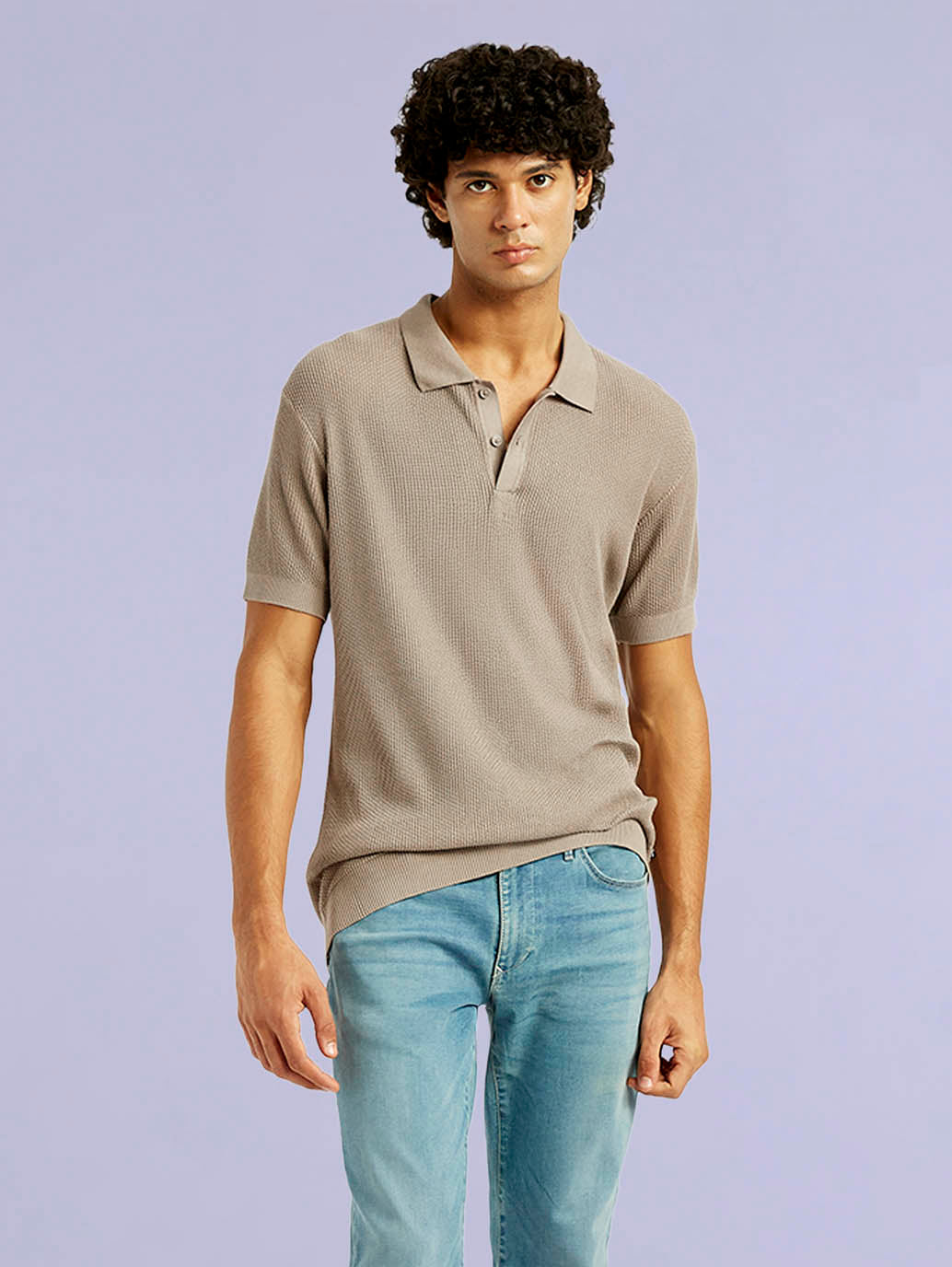 Men's Redloop Textured Slim Fit Polo T-Shirt - 769cc5cf-a7f2-40a9-bc03-4d57bfea0065 View