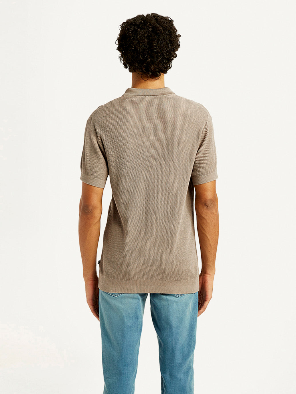 Men's Redloop Textured Slim Fit Polo T-Shirt - Back View