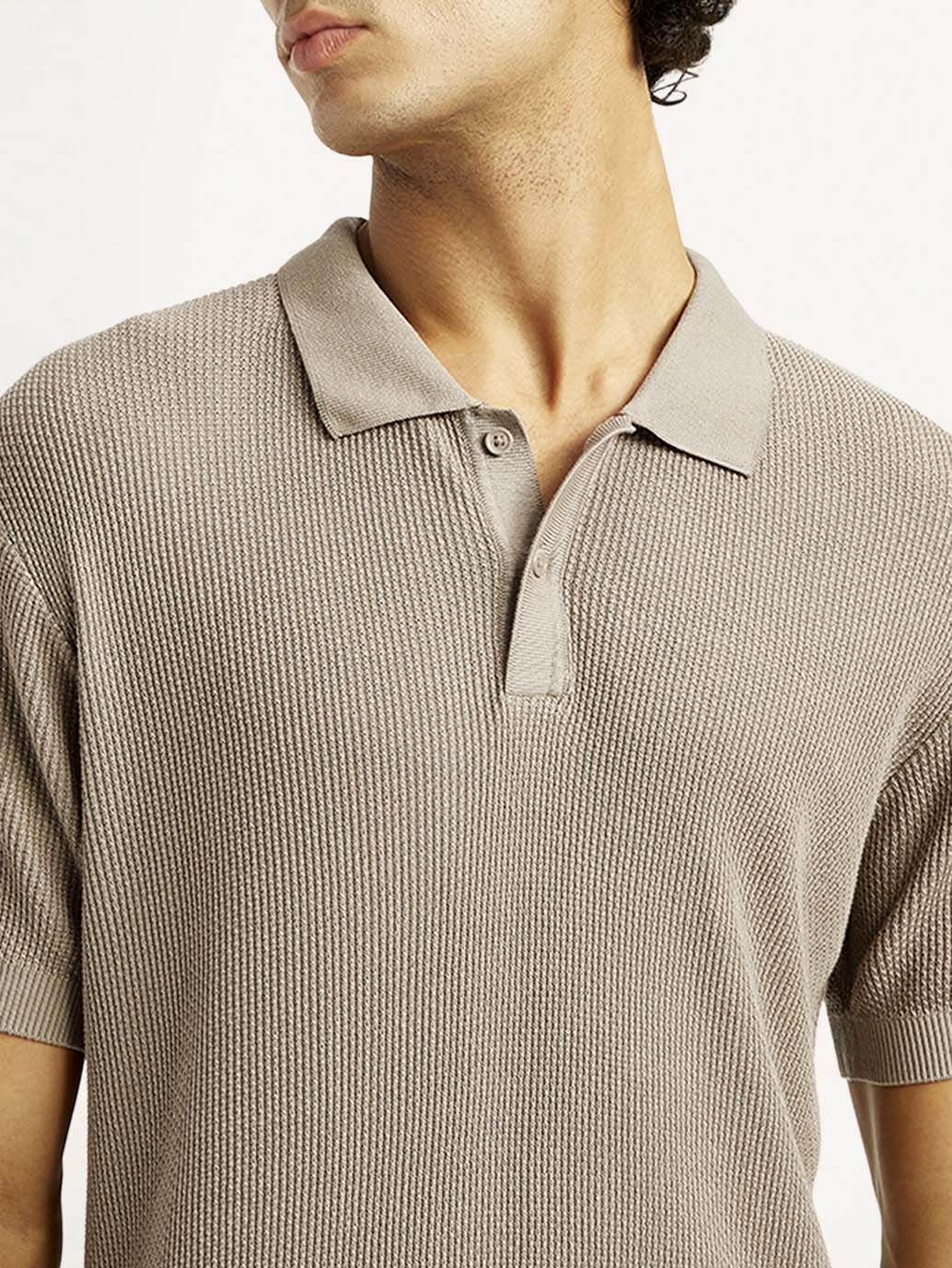 Men's Redloop Textured Slim Fit Polo T-Shirt - Detail View