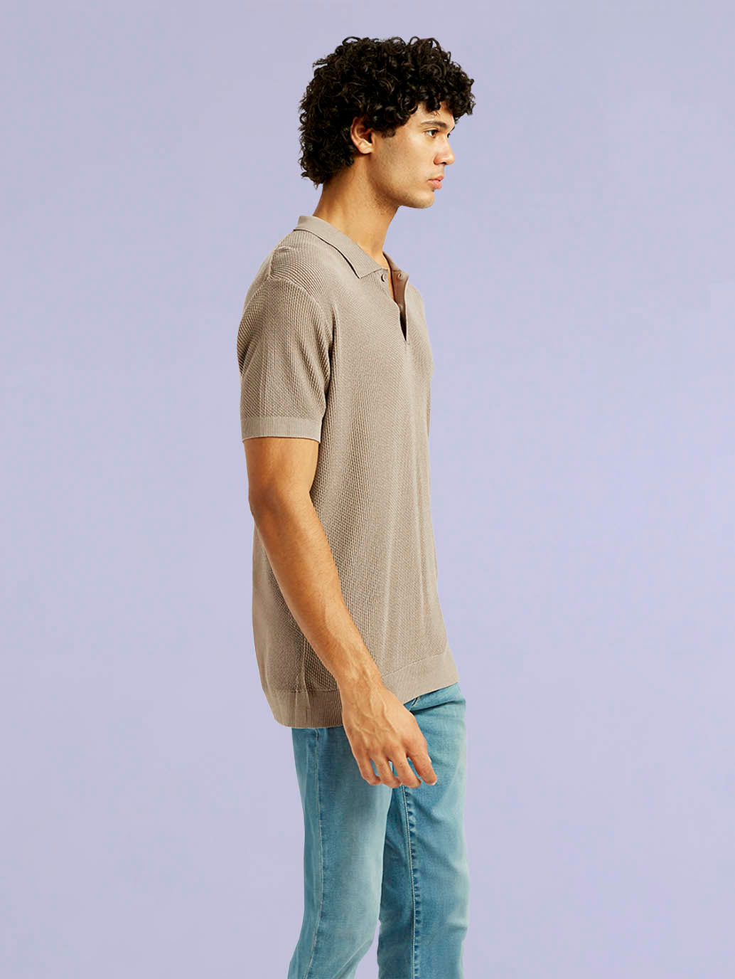 Men's Redloop Textured Slim Fit Polo T-Shirt - 53e3e284-1c18-40b2-af6c-a1795d9998e1 View