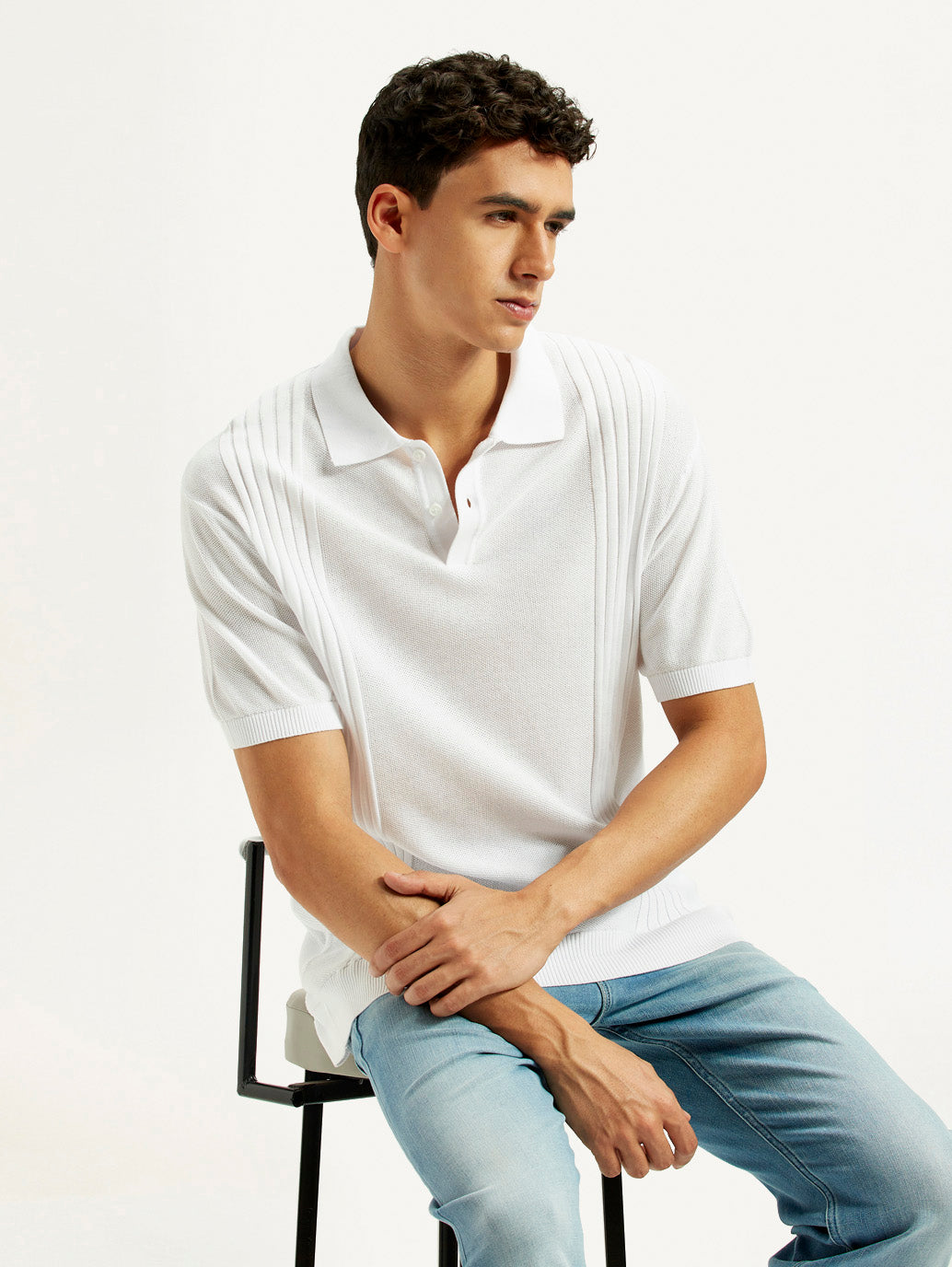 Men's Redloop Textured Slim Fit Polo T-Shirt - Elevated View