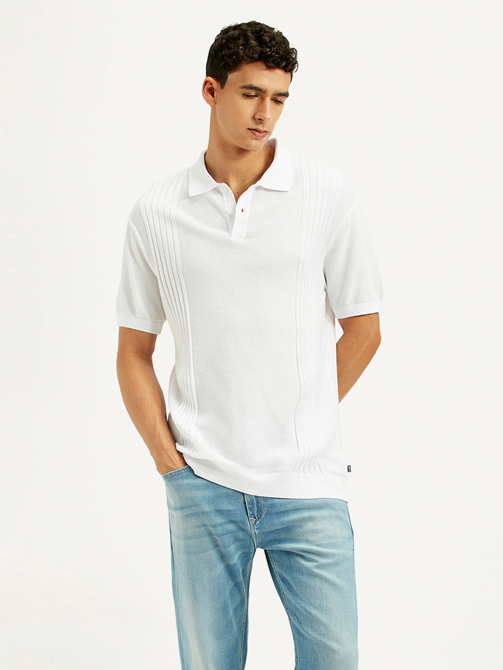 Men's Redloop Textured Slim Fit Polo T-Shirt - Styleshot View