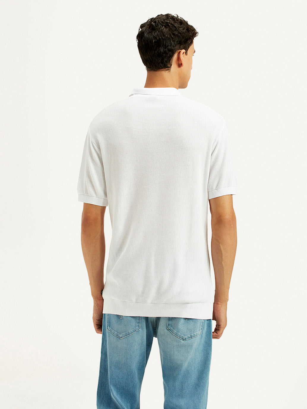 Men's Redloop Textured Slim Fit Polo T-Shirt - Back View