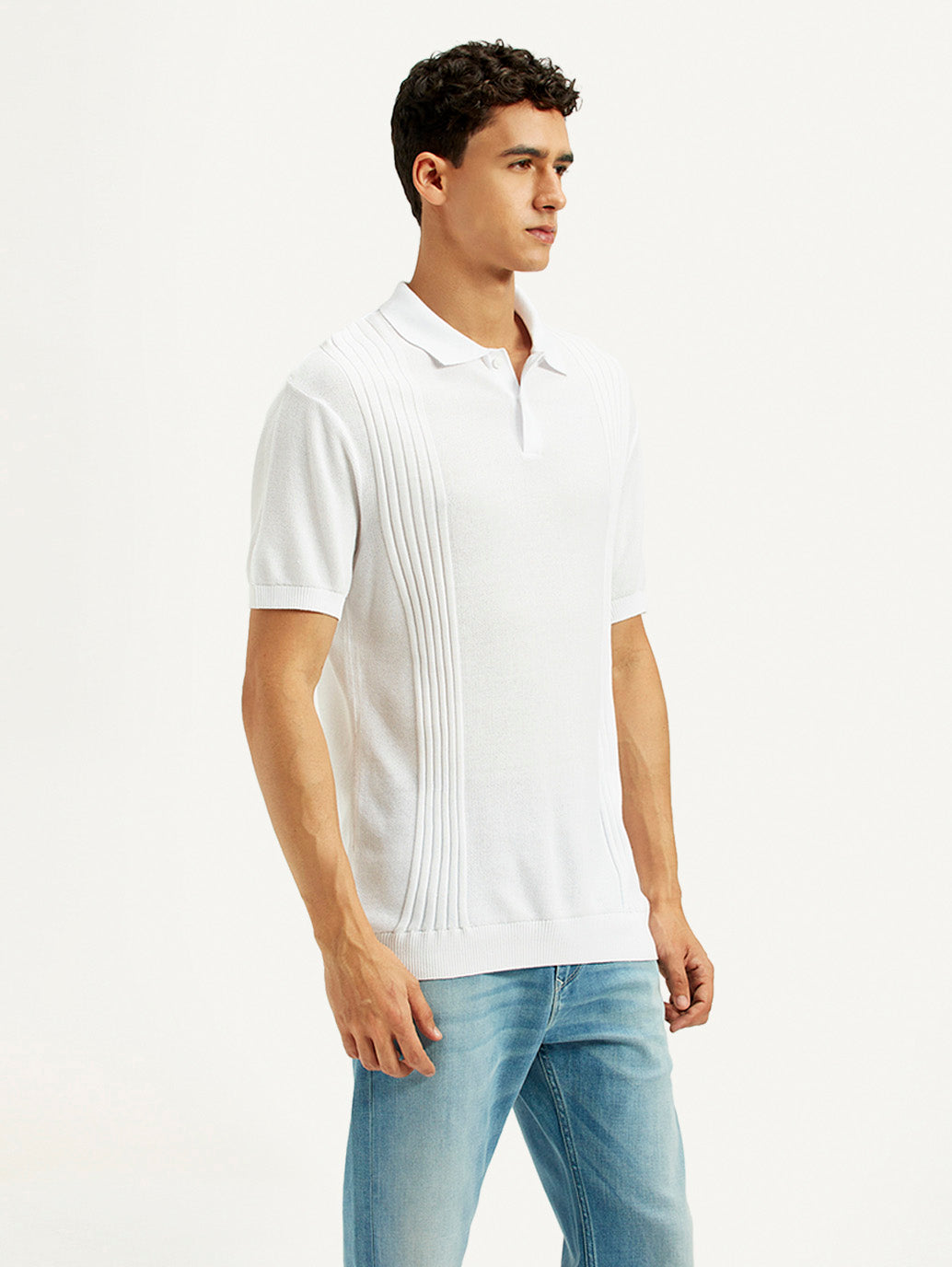 Men's Redloop Textured Slim Fit Polo T-Shirt - Side View