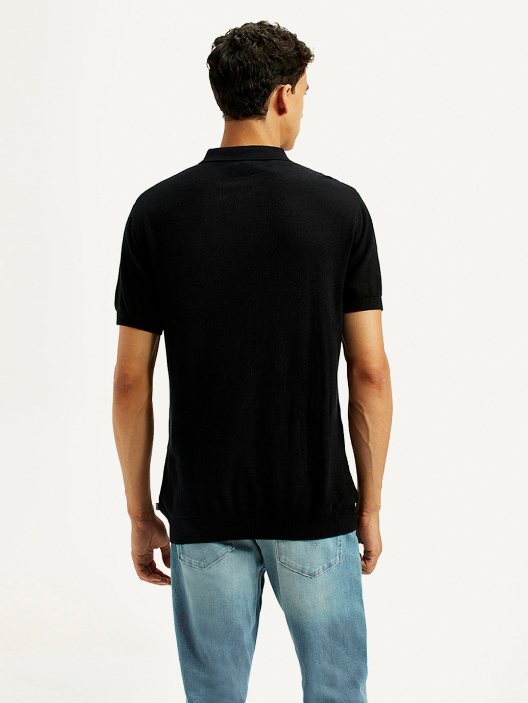 Men's Redloop Textured Slim Fit Polo T-Shirt - Back View