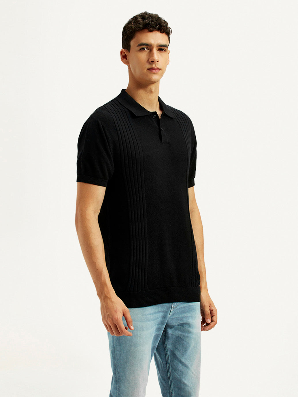 Men's Redloop Textured Slim Fit Polo T-Shirt - Side View