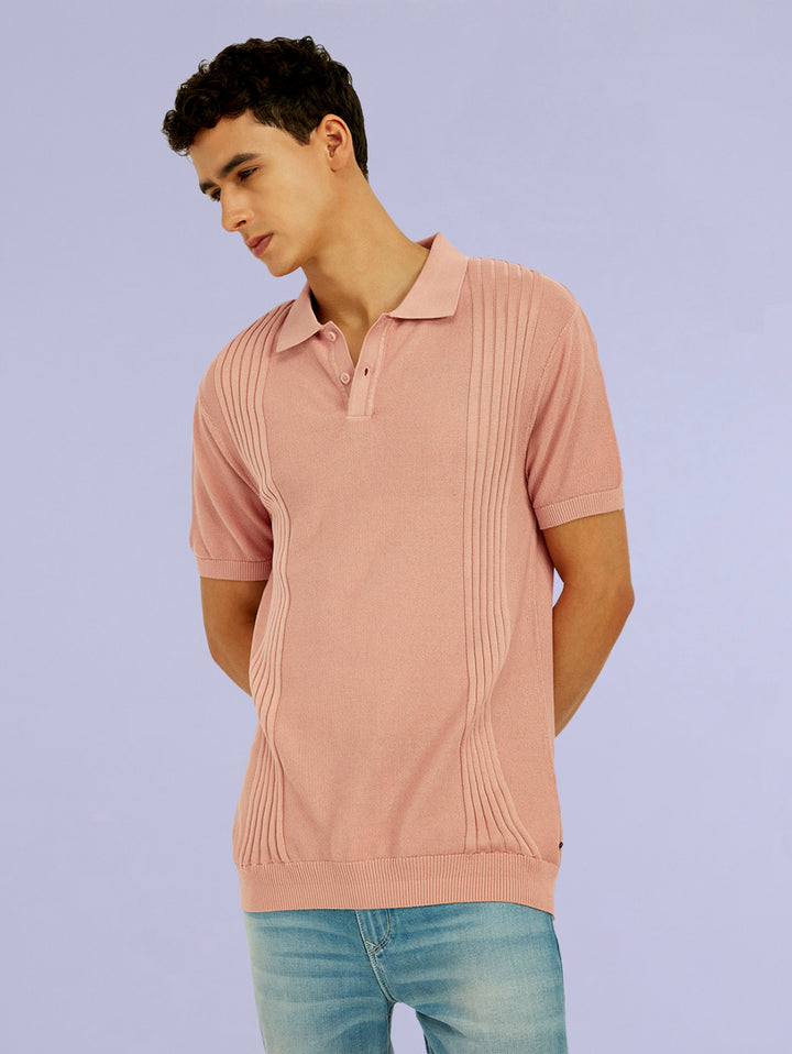 Men's Redloop Textured Slim Fit Polo T-Shirt